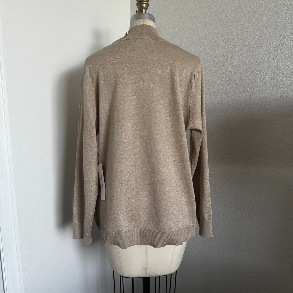 Calvin Klein | NWT Mock Neck Gold and Lurex Sweater with Gold Buttons size XL - Picture 3 of 12